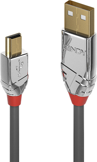 Lindy Cromo Line USB 2.0 Kabel Typ A auf Mini-B, grau, 7,5 m - Bild 1