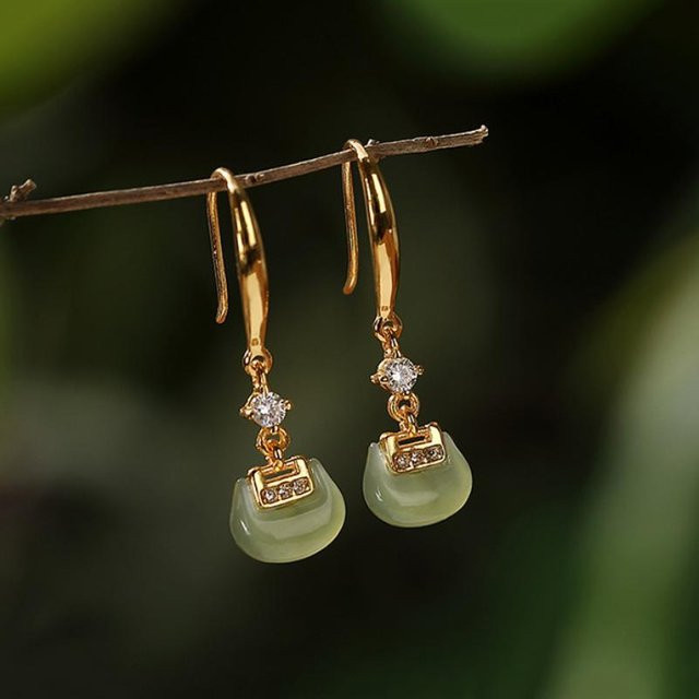 Yiran Jewelry Hängeohrringe, Kupfer, Grün, Zirkonia, Schwarz, Damen - Bild 1