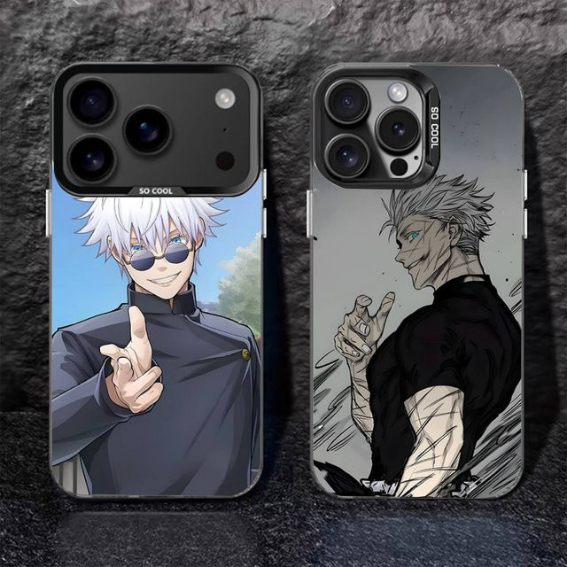 Stoßfeste Anime Gojo Satoru Handyhülle für iPhone 17, 16, 15, 14, 13, 12, 11, Pro, XS, Max, Plus, Mini, SE, Farbe: Schwarz, Mattes Finish - Bild 1