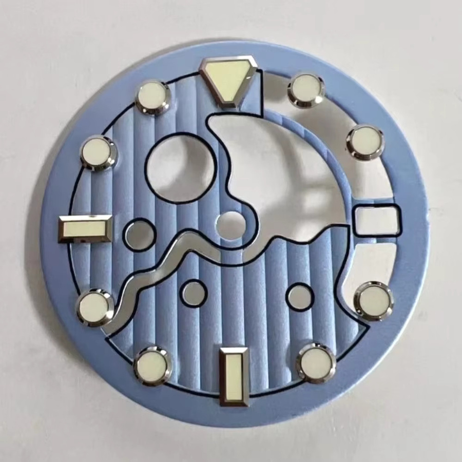 KERLA Uhrenzifferblatt, Skelett, 28,5 mm, NH35/NH36 Automatikwerk, grünes Lume - Bild 2