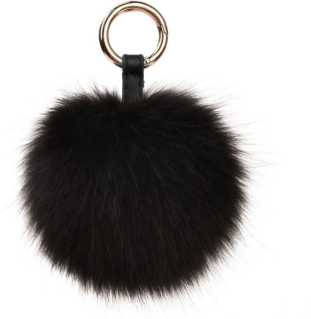 SOMALER Schlüsselanhänger, Fuchs-Waschbärfell, Bommel, Damen, black - Bild 1
