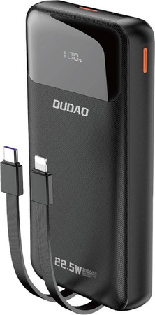 Externer Akku Dudao K15Pro mit 20000mAh und 22.5W Schnellladung in Schwarz mit QC + PD und Anschlüssen für Lightning, USB-A und USB-C