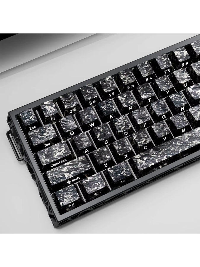 Letter Drive Tastenkappen mit Carbonfaser-Textur und seitlichem Druck, OEM-Profil, kompatibel mit magnetischen Schaltern für mechanische Tastaturen, Schwarz/Weiß - Bild 7