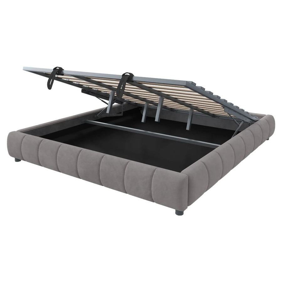 okwish Polsterbett mit LED-Beleuchtung und Stauraum in Grau, B/T/H: 180 x 200 x 41,53 cm - Bild 2