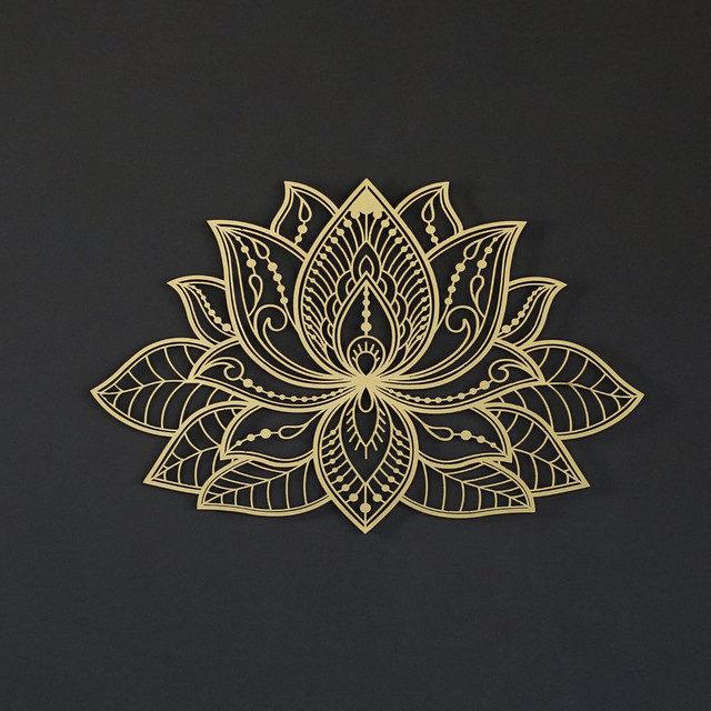 CIFBUY Mandala-Wandskulptur aus Metall in Gold mit Lotus Bloom Design - Bild 1