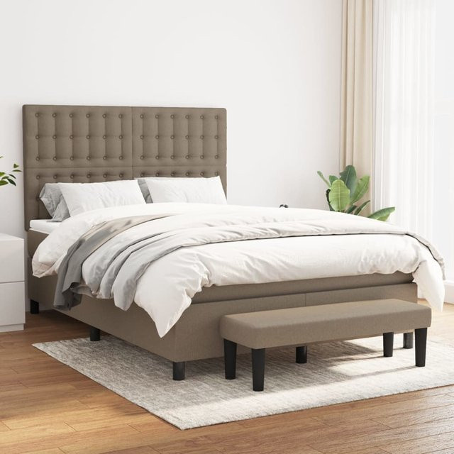 vidaXL Boxspringbett mit Matratze Hybrid-Design in Taupe, B/T/H: 140 x 190 x 128 cm - Bild 2