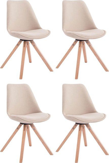 TPFLiving 4er Set Besucherstühle Toulon mit Stoffbezug und Holzgestell in Creme und Beige - Bild 1
