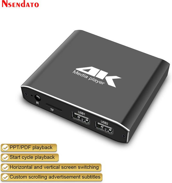 Nsendato Mini HD Mediaplayer in Schwarz mit 4K H.265 Unterstützung, Full HD 1080P Multimedia Player für USB-Stick und Micro SD TF-Karte - Bild 1