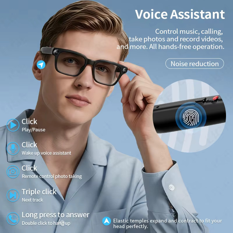 LIGE KI-Smartbrille für Herren in Schwarz mit 800W Kamera, Sprachassistent und Echtzeit-Übersetzung - Bild 4