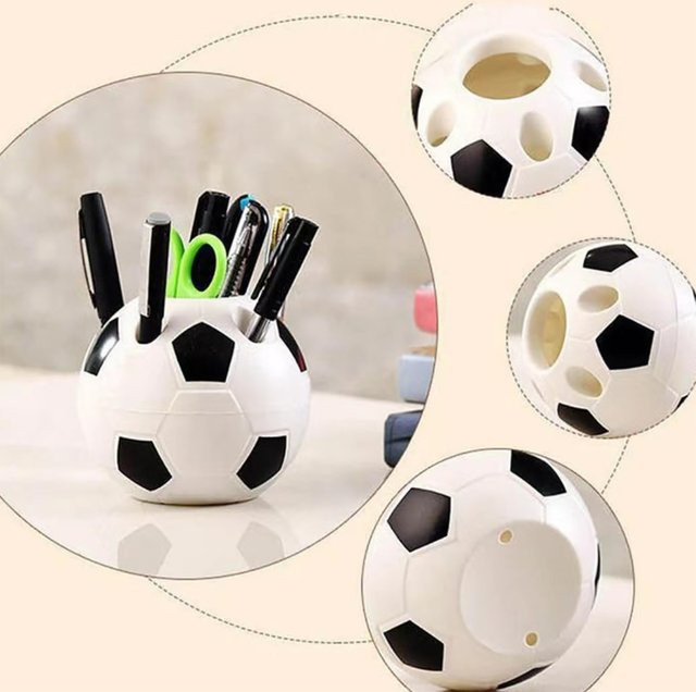 Kreativer Stifthalter in Fußballform aus Kunststoff, weißer Organizer für Büro und Studium - Bild 1