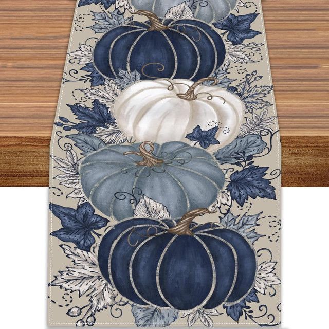 VIKAMA Tischläufer Herbst Thanksgiving mit Vintage Kürbis und Ahornblatt im Bauernhaus-Stil - Bild 1