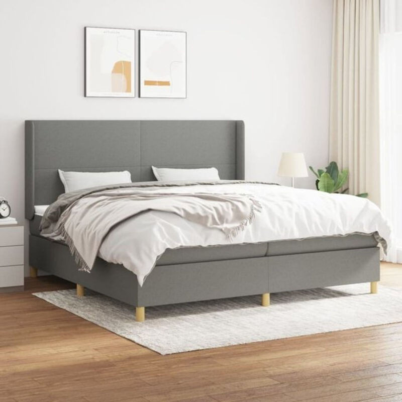 Vidaxl Boxspringbett mit Matratze aus Stoff und Massivholz in Anthrazit B/T/H: 200 x 200 x 118 cm - Bild 1
