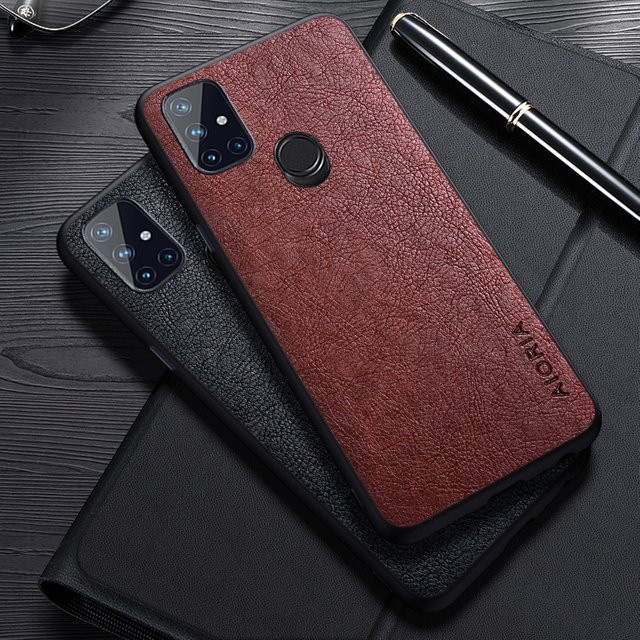 Luxus Leder Business Cover für OnePlus Nord N10, N200, N20 5G und N30 in Braun - Bild 1