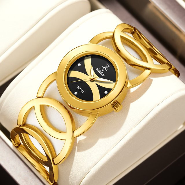 YaLaLuSi Armbanduhr Quarz, Edelstahl, Gold, Damen - Bild 1