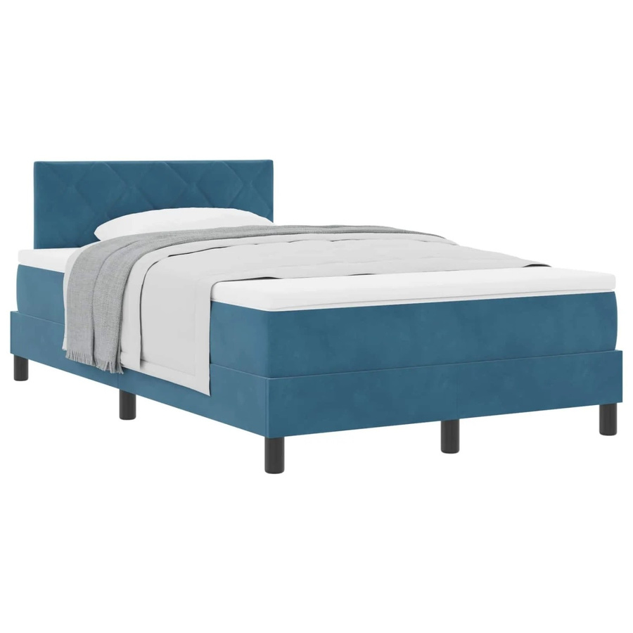 vidaXL Boxspringbett mit Matratze aus Samt in Dunkelblau, B/T: 120 x 200 cm - Bild 2