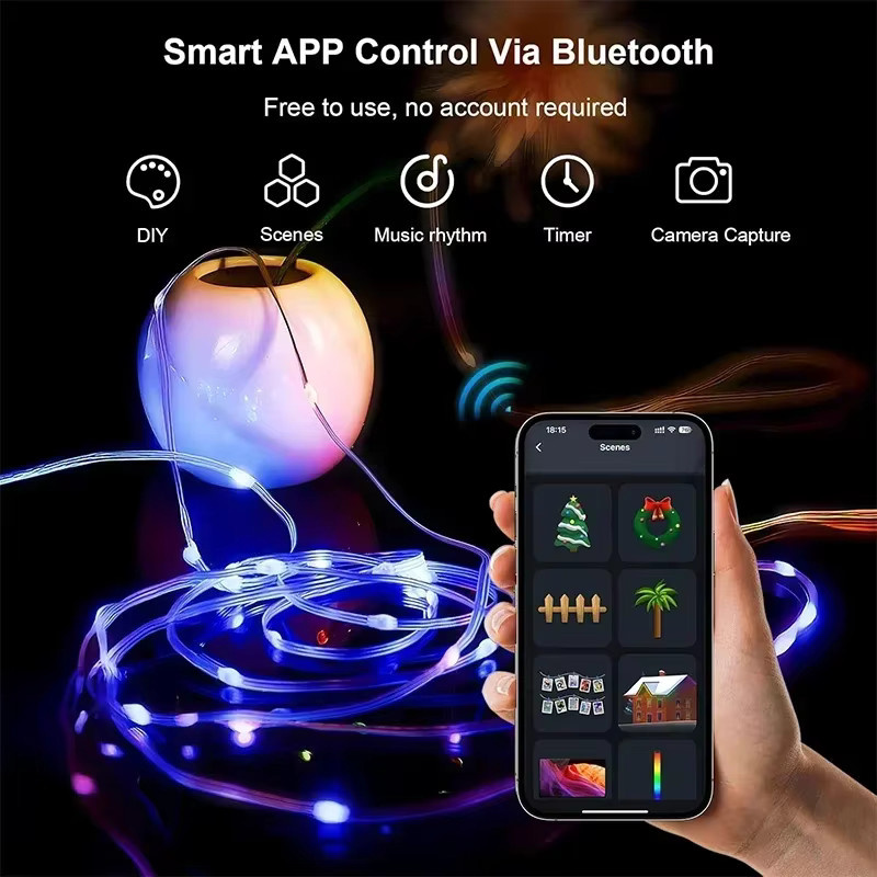 TLEDMP LED-Lichterkette mit USB-Stecker, wasserdichte Draht-Lichterkette aus Kupfer in Silber und Multicolour, 2–30 m für Weihnachten, Hochzeit und Party-Dekoration - Bild 3