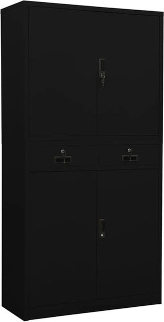vidaXL Büroschrank aus Stahl in Schwarz, modern mit verstellbaren Regalböden und Schloss, B/T/H: 90 x 40 x 180 cm - Bild 1