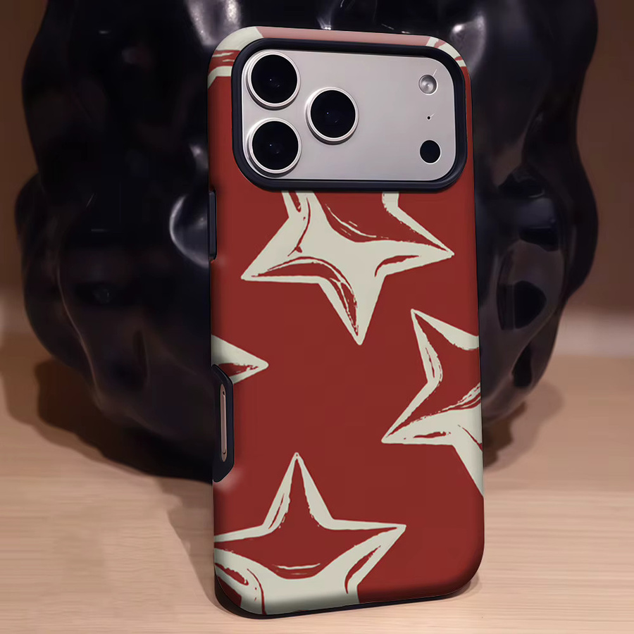 Red Star Robuste doppelschichtige Handyhülle mit Magnetfunktion für iPhone 17, 16, 15, 14, 13 Pro Max Plus in Rot - Bild 3