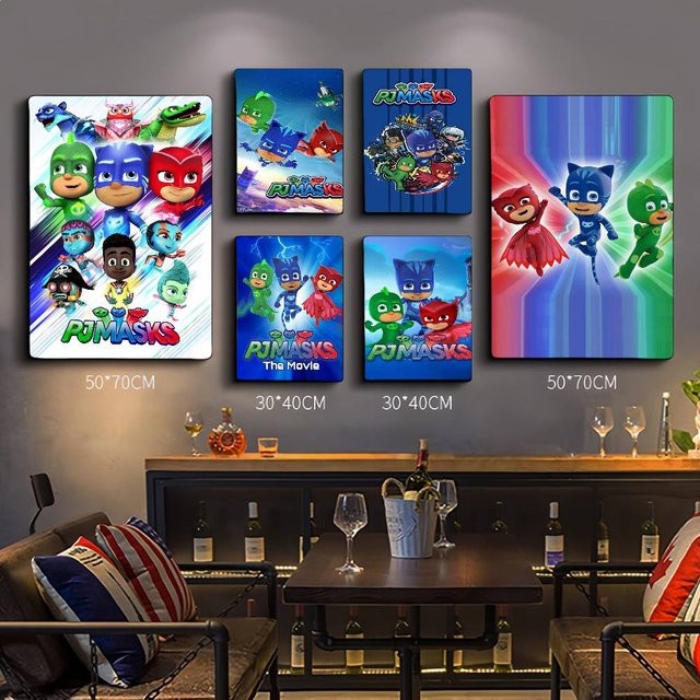 PJ Masks Vintage-Poster als selbstklebender Retro-Kraftpapieraufkleber in Mehrfarbig, Rechteckig, 15 x 15 cm - Bild 1