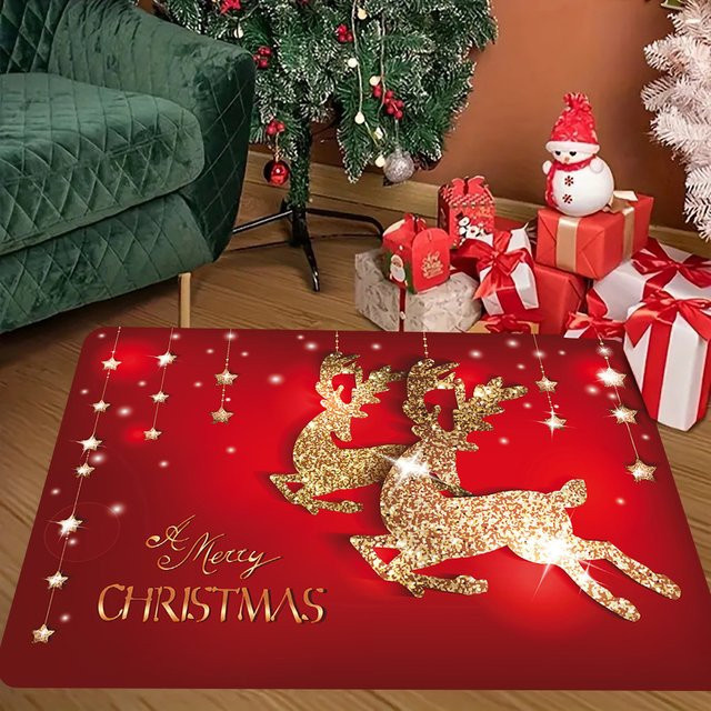 VIKAMA Rutschfeste Bodenmatte für Schlafzimmer und Badezimmer mit Weihnachtsdesign, Farbe: Rot, B/T: 60 x 40 cm - Bild 1