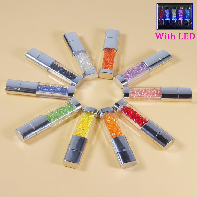 JASTER Diamond Metal USB 2.0 Flash-Laufwerk mit 128 GB Kapazität und blauem LED-Speicherstick - Bild 1