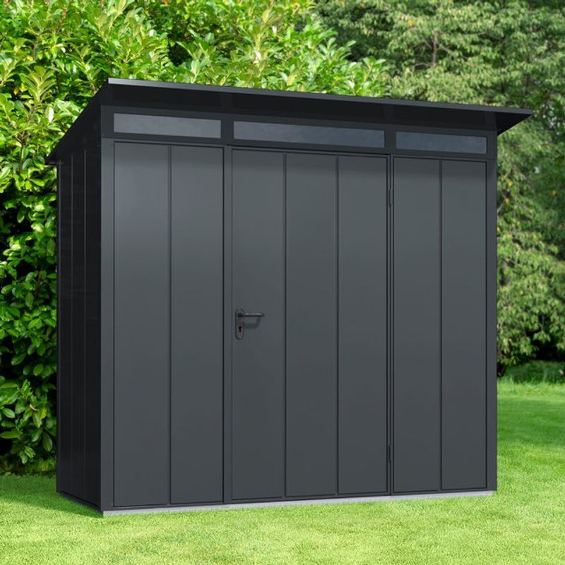 Ecostar Gerätehaus Elegant-P aus Metall in Grau mit Pultdach und Einzel Tür, B/H/T: 238 x 228,6 x 107,8 cm - Bild 3