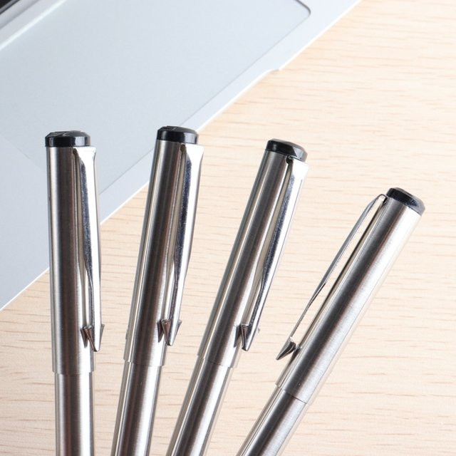 Genkky Kugelschreiber aus Metall in Silber für Schule und Büro - Bild 1