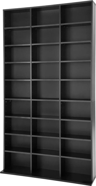 tectake CD DVD Regal Christel in Holzoptik Schwarz mit höhenverstellbaren Zwischenböden, B/T/H: 102 x 23,5 x 180 cm - Bild 2