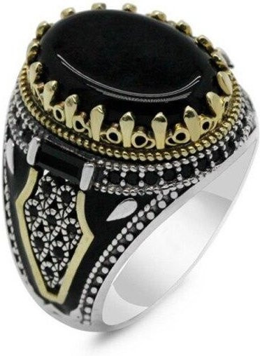Ring Türkisperlen, Silber, Zirkonia, Unisex, Vintage - Bild 1