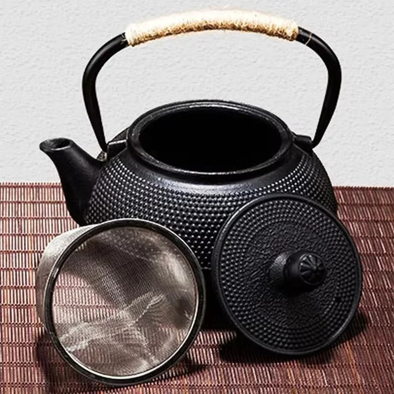 VINRITO Gusseisen Teekanne mit Tee-Infuser, Schwarz, 300 ml, 900 ml, 1200 ml - Bild 3
