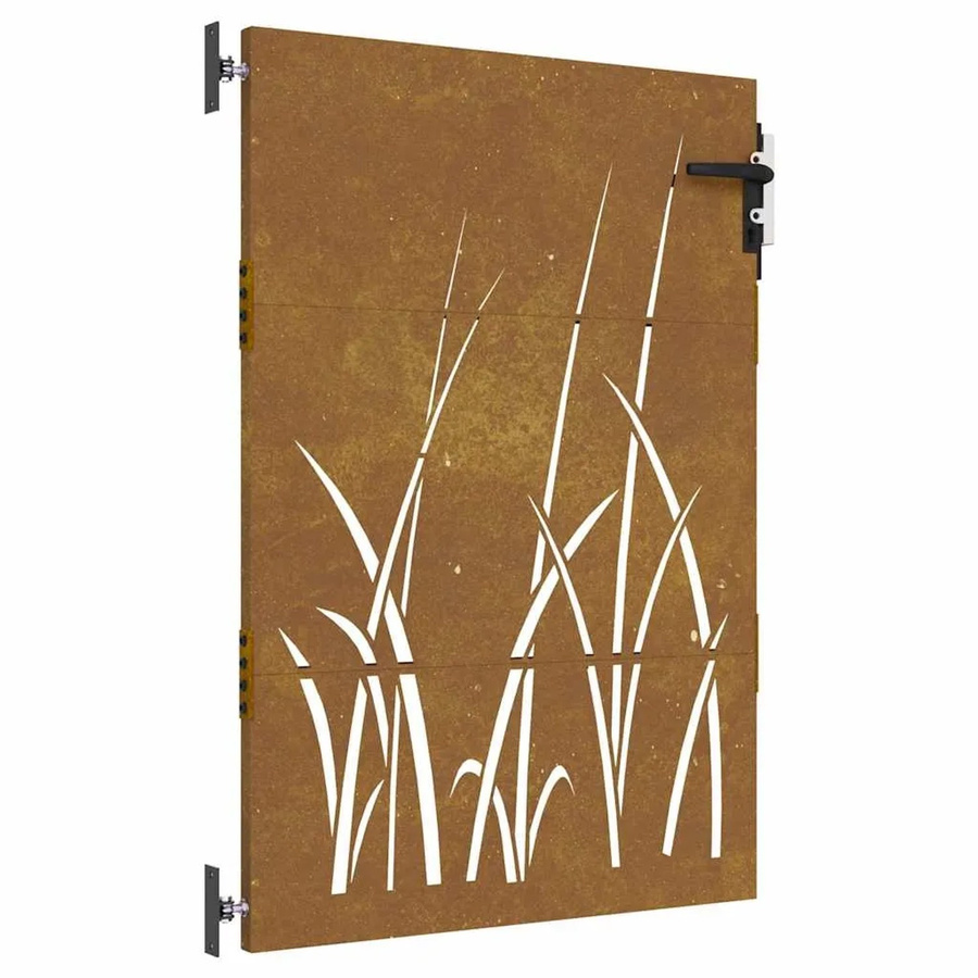 vidaXL Gartentor aus Cortenstahl in Braun mit Gras-Design, B/H: 85 x 150 cm - Bild 2