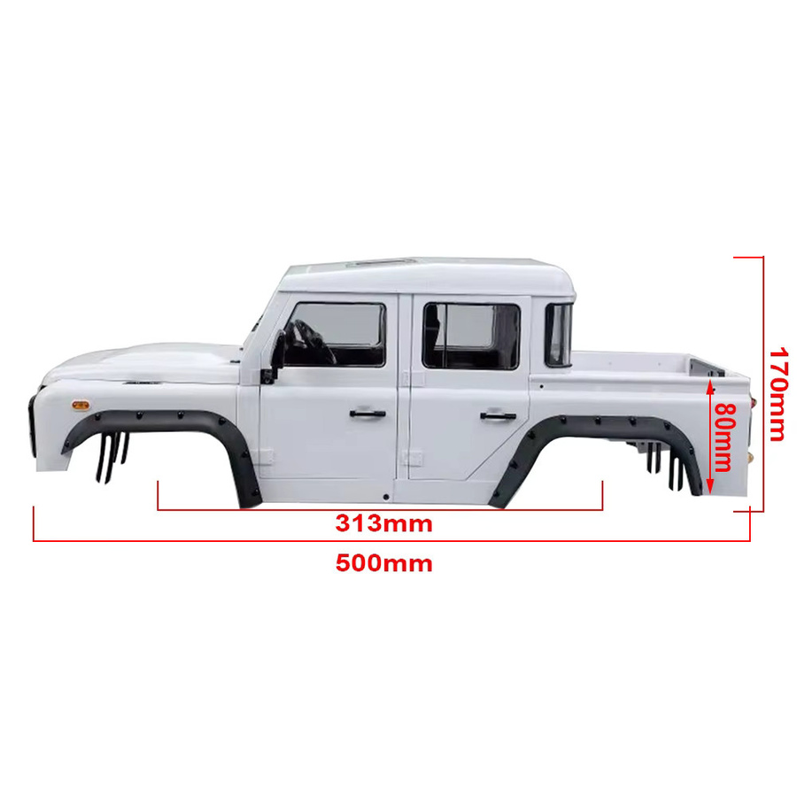 MALOM RC Defender 130 Pickup Karosserie-Kit, 1/10 Maßstab, Weiß - Bild 2