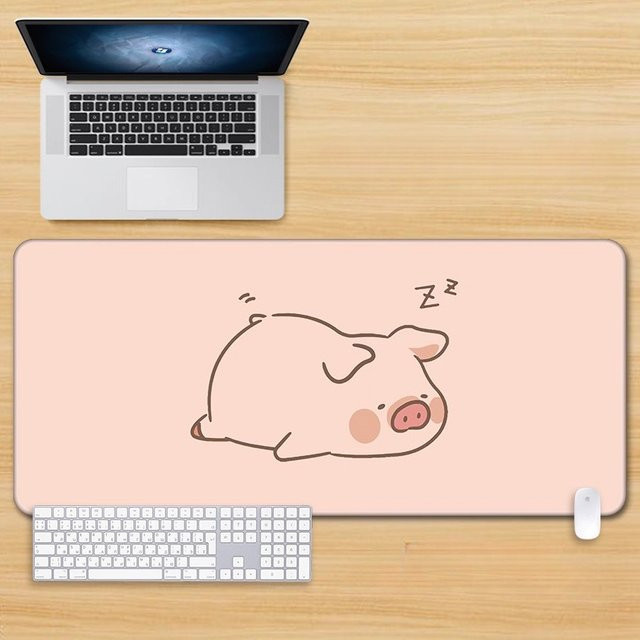 Potdemiel Lulu Pig Mauspad aus PU-Leder in Rosa, großes und kreatives Design für Schreibtisch und Tastatur - Bild 1