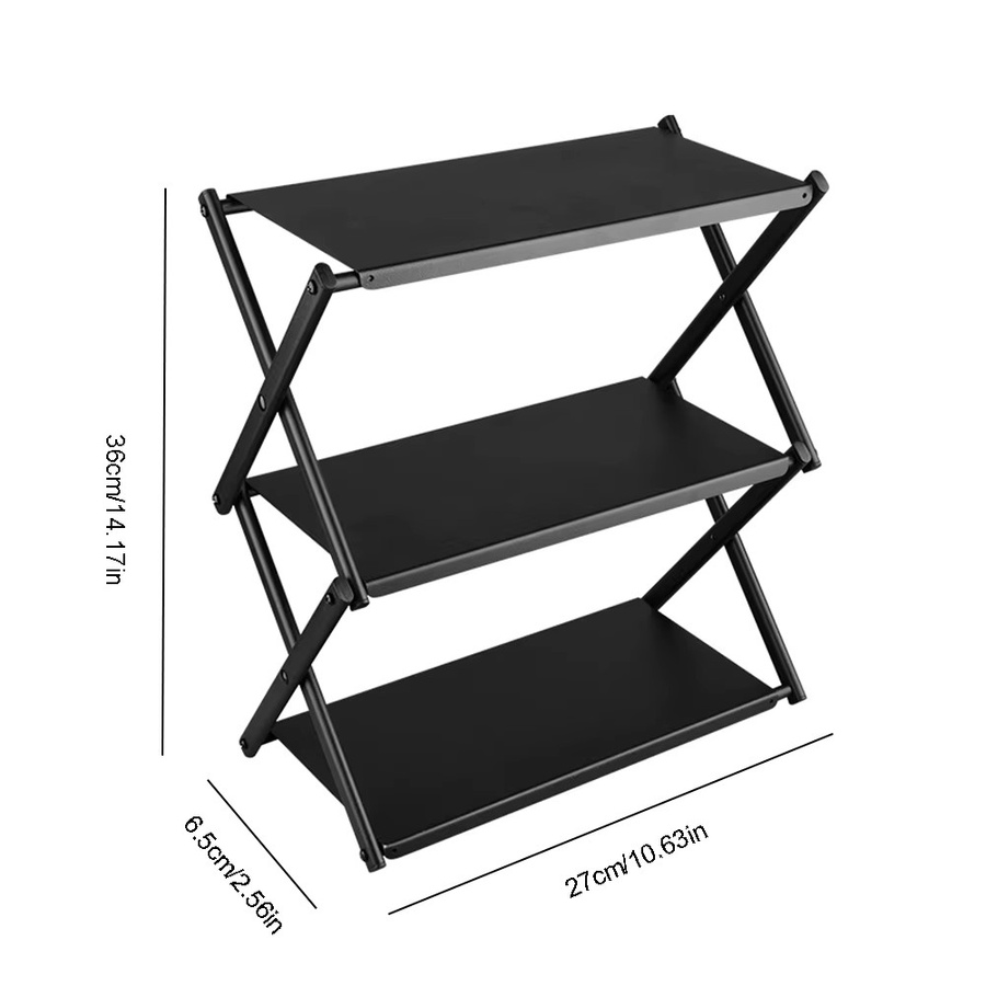 JOCESTYLE 3-stufiges Camping-Aufbewahrungsregal aus Metall in Schwarz, multifunktionales und tragbares Organizer-Regal für Garten und Strand - Bild 6
