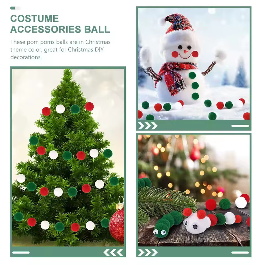Bunte Pompom Kugeln für Weihnachten und DIY-Bastelarbeiten, 20g, Durchmesser: 10 mm bis 30 mm - Bild 6