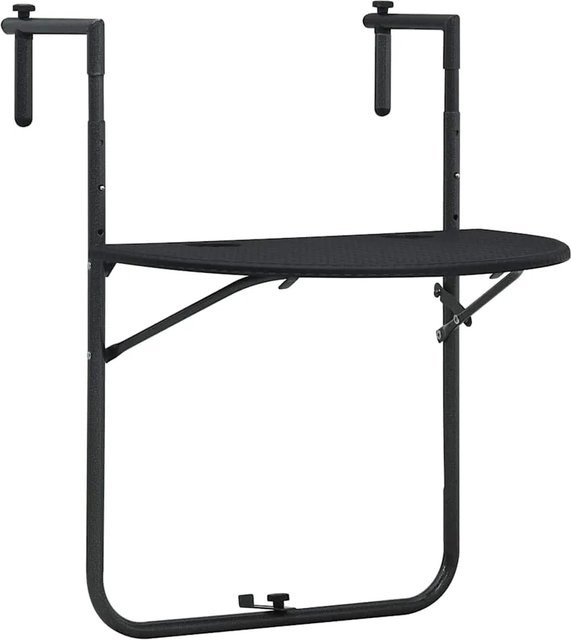 vidaXL Balkon-Hängetisch in Schwarz mit Rattan-Optik, B/T/H: 60 x 64 x 83,5 cm - Bild 1