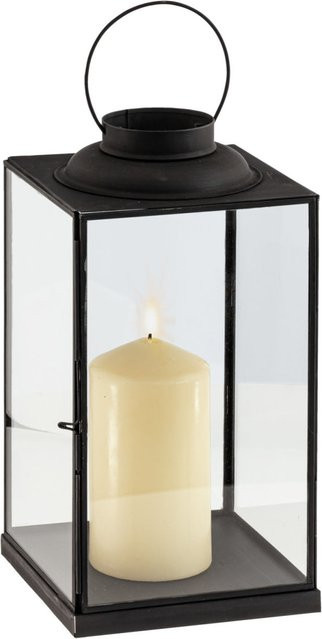 VEGA Laterne Prya in Schwarz aus Metall und Glas für Garten und Terrasse, B/T/H: 15 x 15 x 30 cm - Bild 1