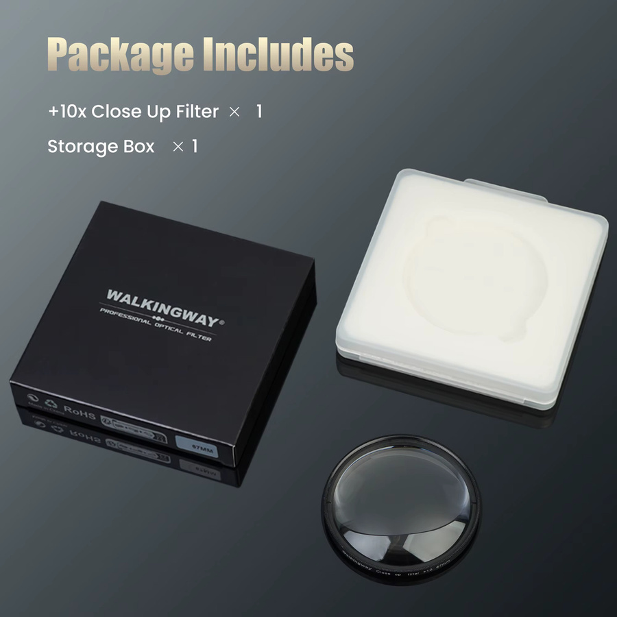 WalkingWay Makro-Nahaufnahmefilter Set für Kameraobjektive in Schwarz mit +2 +4 +8 +10x Zoom für detailreiche Aufnahmen von Schmuck und Pflanzen - Bild 5