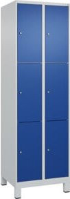 C+P Schließfachschrank Classic PLUS mit 2 Abteilen und Füßen, Farbe Grau und Enzianblau, B/T/H: 60 x 50 x 195 cm - Bild 1
