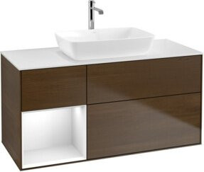 V&B Waschtischunterschrank Finion mit Wandbeleuchtung in Weiß lackiert, Breite: 120 cm, Tiefe: 50,1 cm, Höhe: 50,1 cm - Bild 1
