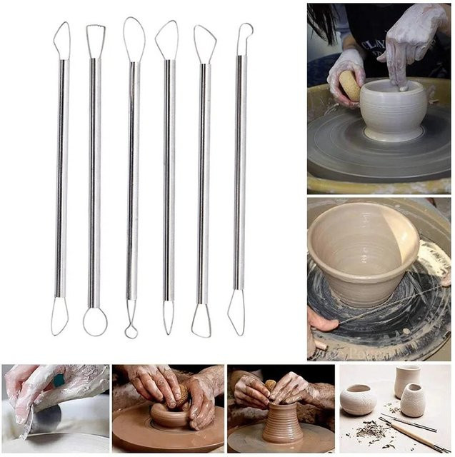 Doppelkopf-Kneteisen aus Ton, 6-teiliges Set, DIY-Töpferwerkzeuge - Bild 1