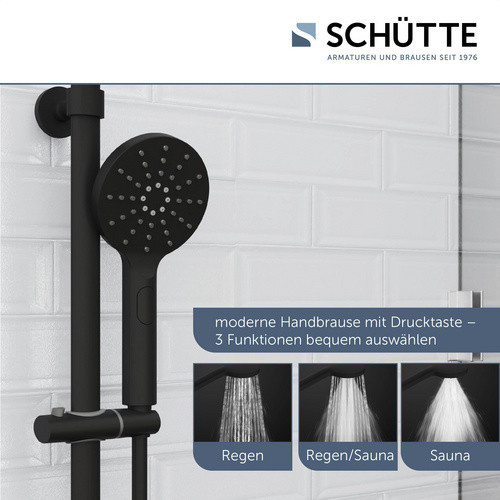 Schütte Duschset Madura Fresh mit Thermostatarmatur, Überkopfbrause und Handbrause, Schwarz matt - Bild 3