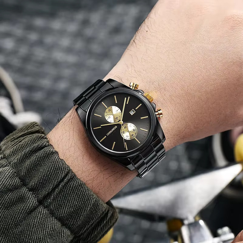 Chronos Armbanduhr Edelstahl, Quarz, Schwarz, Herren - Bild 2