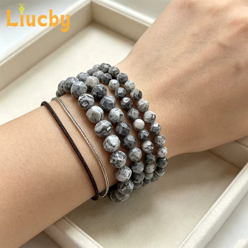 Liucby Armband-Zubehör, Jaspis, Diamant-Schliff, Perlen, 6/8/10 mm - Bild 2