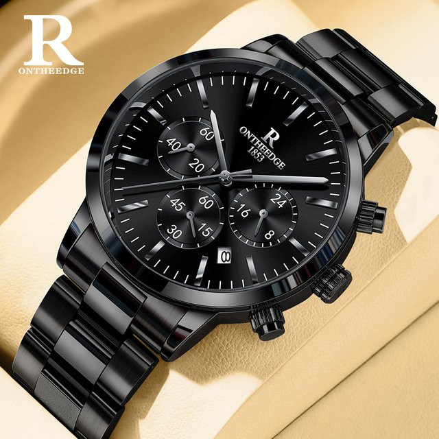 ONTHEEDGE Armbanduhr, Quarz, Edelstahl, Schwarz, Herren - Bild 1