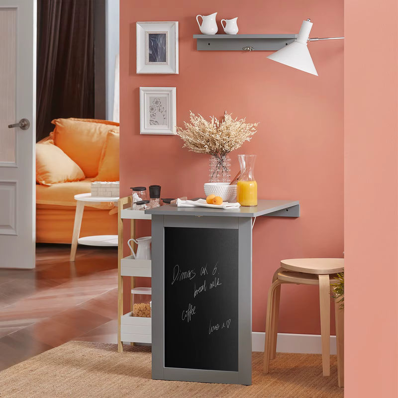 SoBuy FWT20 Wandklapptisch mit Drop-Leaf und Memo-Board, platzsparender Esstisch aus MDF in Weiß oder Grau für Küche und Home-Office - Bild 3