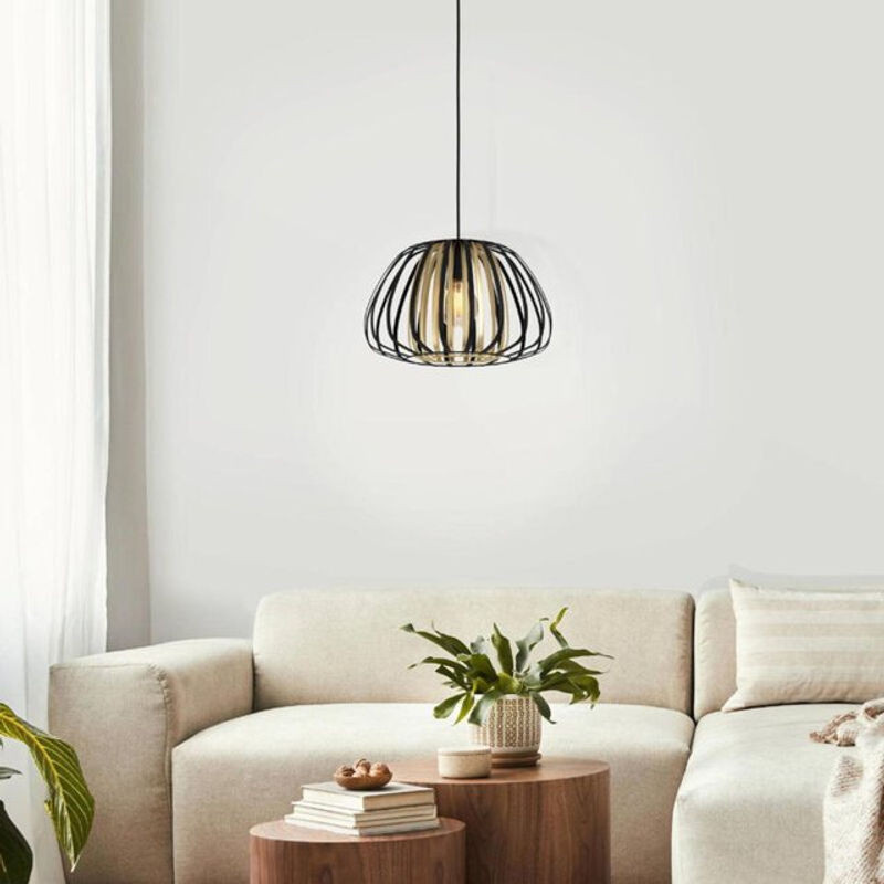 Eglo Pendelleuchte Encinitos Modern Schwarz Gold aus Stahl, E27, dimmbar, Höhe: 110 cm, Durchmesser: 37,5 cm - Bild 1