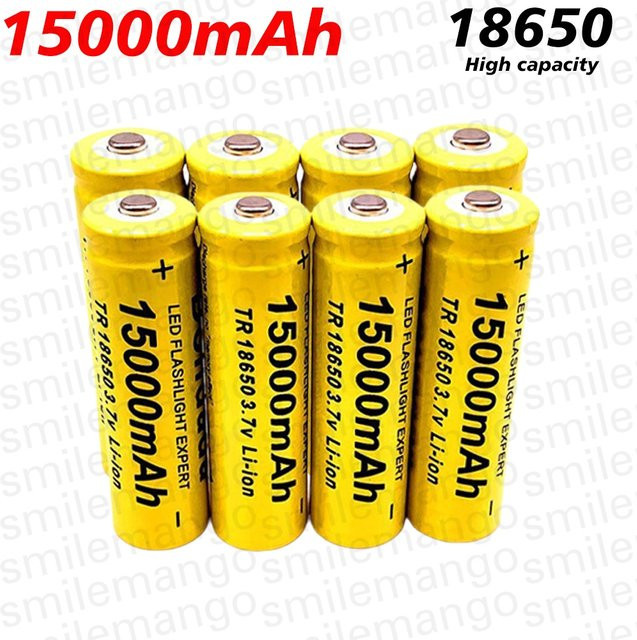 Yuform 18650 Lithium-Ionen-Akku 3,7V 15000mAh mit spitzer Spitze in Gelb - Bild 1