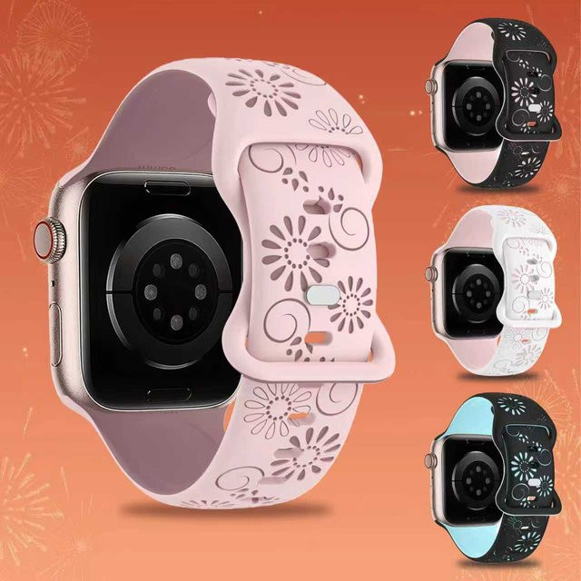 samusak Uhrenarmband Silikon, florales Feuerwerk, Damen, Apple Watch - Bild 1