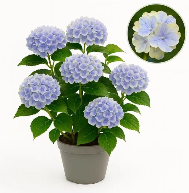 Exotenherz Hortensia Hydrangea Magical Jewel Blue Blau mit 6-10 Blüten im 23 cm Topf - Bild 1